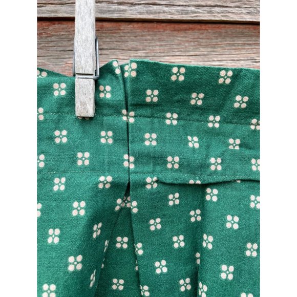 Vintage Pair 1960s Green/Beige Dot Pleated Curtain Valance Cotton - Picture 3 of 16